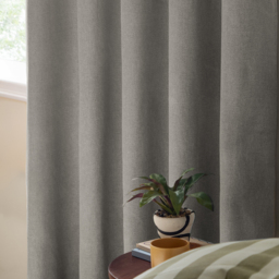The Ultimate Blackout Textured Woven Eyelet Curtain Pair - Grey / 168cm / 137cm - thumbnail 4