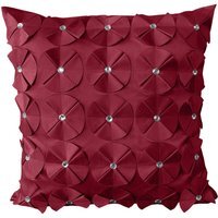 3d Petal Detail With Gem Stud Detail Cushion - Burgundy / 43cm