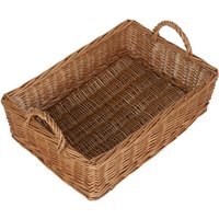 Large Rectangular Bread Display Wicker Tray - Brown