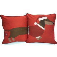 Long Xmas Sausage Dog Cushion Cover Multi (43x43) - Multi