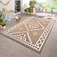 Harper Diamond Pattern Water Resistant Garden Rug Indoor Outdoor Area Rugs - Cream / 80cm