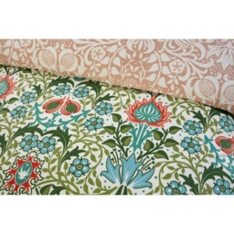 Heritage Flora Microfibre Fabric Reversible Duvet Cover Set with Pillowcase - Orange / Double - thumbnail 2