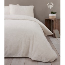 Teddy Fleece Polyester Duvet Set With Pillowcase - Cream / Single - thumbnail 2