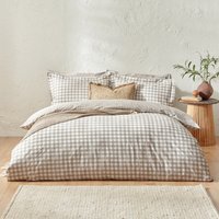 Barton Gingham Check Duvet Cover Set - Natural / King - image 1