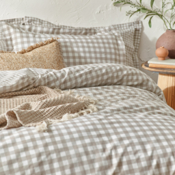 Barton Gingham Check Duvet Cover Set - Natural / King - thumbnail 2