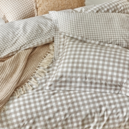 Barton Gingham Check Duvet Cover Set - Natural / King - thumbnail 3