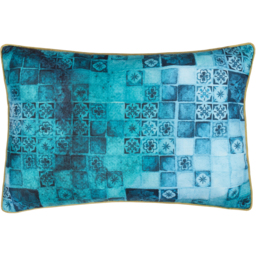 Majorelle Leopard Piped Outdoor Cushion Cover - Azure - thumbnail 4