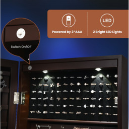 Lockable Jewelry Cabinet with Full Length Mirror - Brown - thumbnail 5