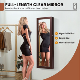 Lockable Jewelry Cabinet with Full Length Mirror - Brown - thumbnail 2