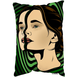 Portrait Of Woman Cushion - Green - thumbnail 2