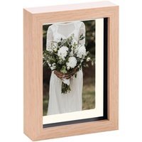 "3D Box Photo Frame - 5x7"" with 4x6"" Mount - Light Wood/Ivory / 0.61kg"