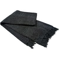 Chenille Throw with Tassels - Charcoal