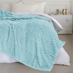 Snug Soft Chunky Waffle Plush Throw Blanket - Duck egg / 150cm - thumbnail 3
