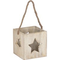 Rustic Star Tealight Candle Holder - White / 12cm