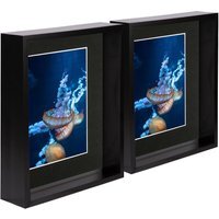 "8"" x 10"" 3D Deep Box Photo Frames - 5"" x 7"" Mount - Pack of 2 - Black/Black" - image 1