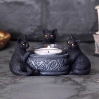 Familiar Trio Cat Tea Light Holder - 10cm