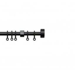 13 - 16mm Black Stud End Metal Curtain Pole Set - Black / 120cm - thumbnail 2