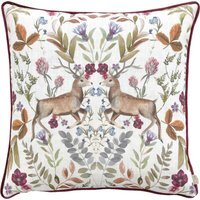 Mirrored Stag Watercolour Print Piped Cushion - Shiraz - thumbnail 1