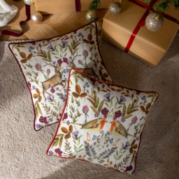 Mirrored Stag Watercolour Print Piped Cushion - Shiraz - thumbnail 3
