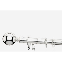 Polished Chrome 28mm Ball Fixed Length Metal Curtain Pole - Polished Chrome / 350cm - thumbnail 5