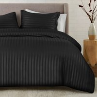 Satin Stripe Duvet Covers - Black / Double - thumbnail 1