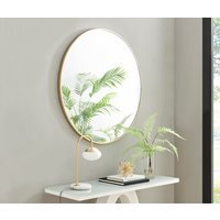 Emma Round Gold Frame Wall Mirror - Gold / 100cm - thumbnail 1