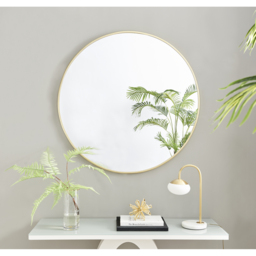 Emma Round Gold Frame Wall Mirror - Gold / 100cm - thumbnail 3