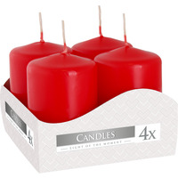 Pack of 4 Small Pillar Candles, Decorative Candles, 40 x 60 mm each - Burgundy - Red