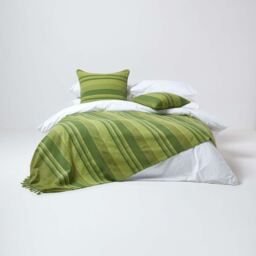 Homescapes Homescapes Cotton Striped Cushion Cover Morocco - Green / 45cm - thumbnail 4
