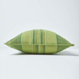 Homescapes Homescapes Cotton Striped Cushion Cover Morocco - Green / 45cm - thumbnail 2