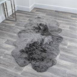Genuine Quad Sheepskin Rug - Grey - thumbnail 2