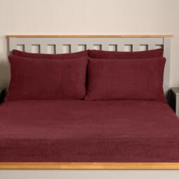 Pack of Teddy Fleece Pillowcases - Burgundy / 4 - thumbnail 2