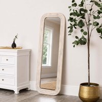 Light Wooden Arched Tall Wall & Leaner Mirror - 142cm X 47cm