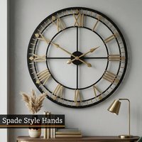 Vitus 80cm Dia Black and Gold Metal Wall Clock - Black