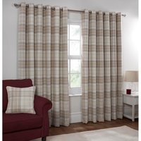 Hatfield Check Blackout Curtains - Natural / 183cm / 168cm