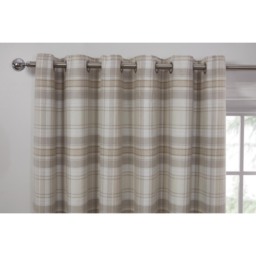 Hatfield Check Blackout Curtains - Natural / 183cm / 168cm - thumbnail 2