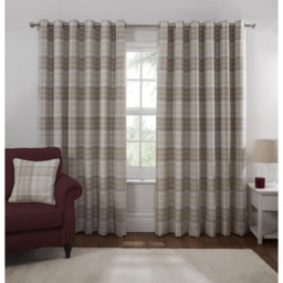 Hatfield Check Blackout Curtains - Natural / 183cm / 168cm - thumbnail 4
