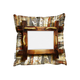 Rustic Egyptian Wooden Frame Outdoor Cushion - Brown / 60cm - thumbnail 2