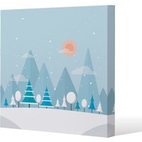 Christmas Snow Nature Background Gallery Canvas - Blue / 90cm