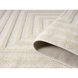 Isabella Living Room Area Rugs - Embossed Geometric Rectangle Design Rug - Cream / 290cm - thumbnail 4