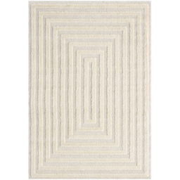 Isabella Living Room Area Rugs - Embossed Geometric Rectangle Design Rug - Cream / 290cm - thumbnail 3