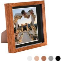 "3D Box Photo Frame - 8 x 8"" with 6 x 6"" Mount - Dark Wood/Black"
