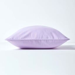 Homescapes Cotton Plain Cushion Cover - Mauve / 50cm - thumbnail 4