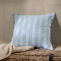 Abersoch Stripe Cotton Cushion - Sail Blue / Feather