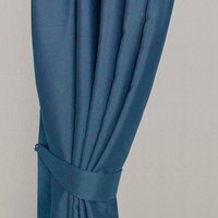 Herringbone Chevron Curtain Tie Back Pair - Navy