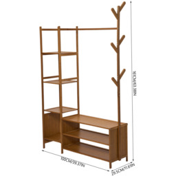 Versatile Coat Stand with Hanging Rail and Shelves - Light Brown - thumbnail 2
