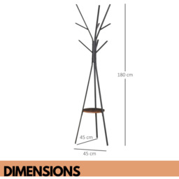 Industrial Coat Rack Stand With 9 Hooks - Rustic Brown - thumbnail 3