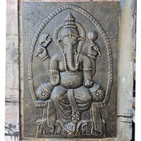 Large Antique Gold Ganpati Iron Frame Wall Art - 0.7x1m Spiritual Decor - Gold