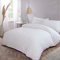 Seersucker Polycotton Duvet Set With Pillowcase - White / Superking - thumbnail 1