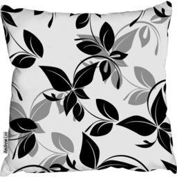 Flowers and floral pattern black and grey Outdoor Cushion - Black / 60cm - thumbnail 2